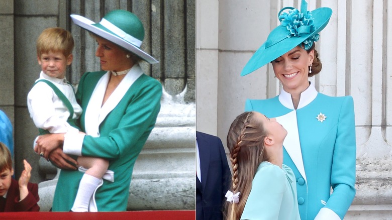 Princess Diana and Kate Middleton at the Trooping the Color several years apart