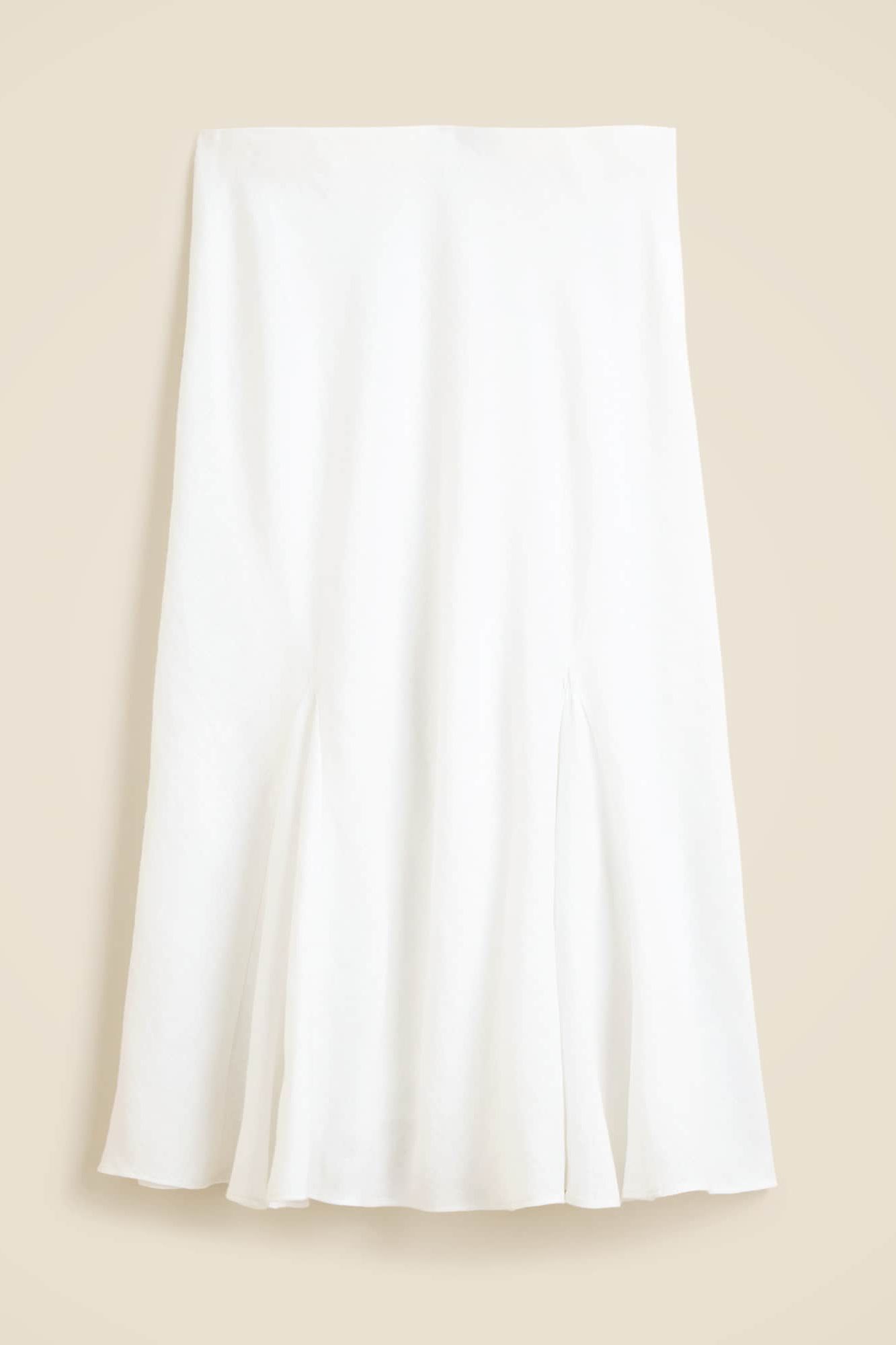 Gwyneth Flounce-Hem Slip Skirt in Linen