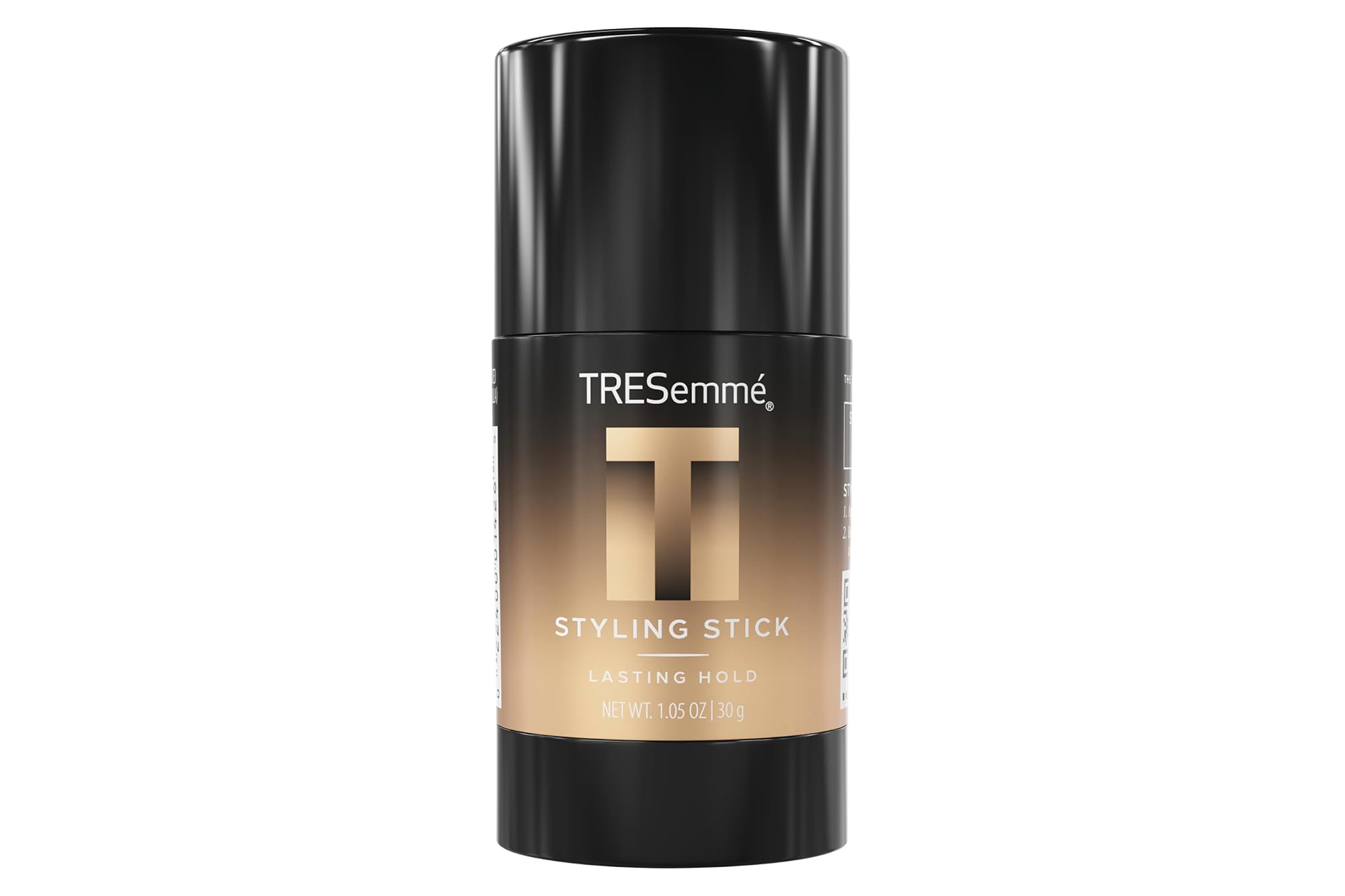 TRESemmé Styling Stick, a hair product for lasting hold, in a black and gold container.
