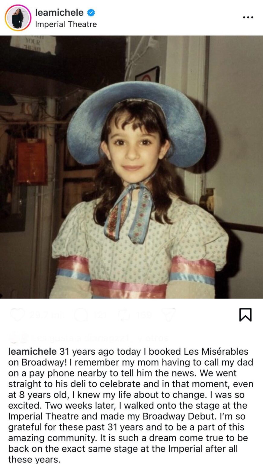 Lea Michele reflects on booking her first Broadway role 31 years ago (Cosette in ‘Les Miserables’)