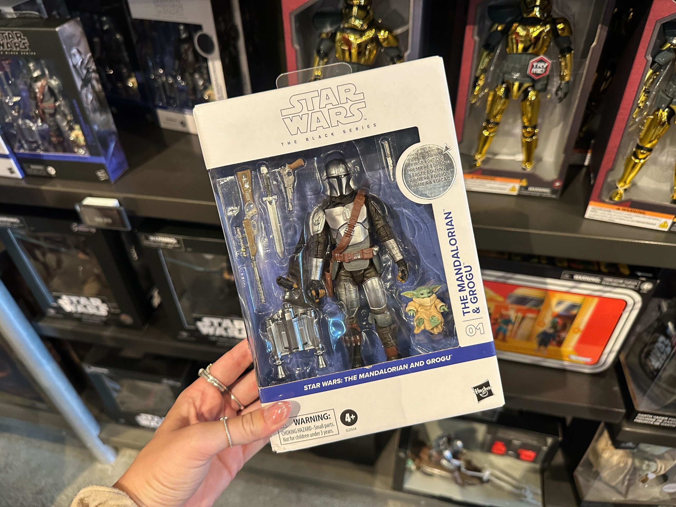 Front of Black Series First Edition Mandalorian and Grogu Figures.