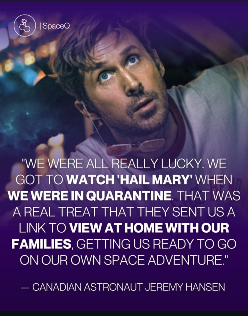 The Artemis Il crew watched 'Project Hail Mary' while in quarantine before launching their historic moon mission.