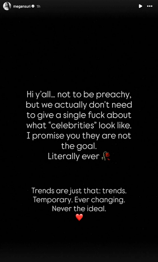 Megan Suri on the weightloss trend: “You know what’s actually chic and hot and won’t ever go out of style? Preserving bone density.” Megan Suri on the weightloss trend: "You know what's actually chic and hot and won't ever go out of style? Preserving bone density."