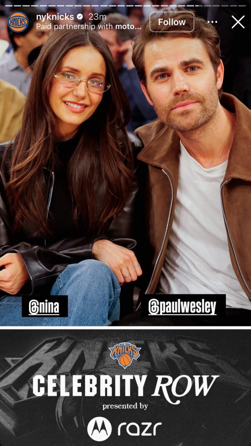 Vampire Diaries Reunion: Paul Wesley and Nina Dobrev at the Knicks game