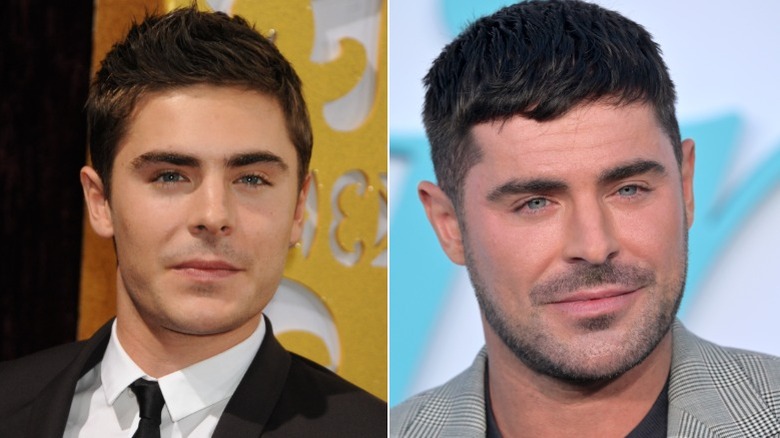Zac Efron when he was younger and drank and as an adult who does not drink alcohol