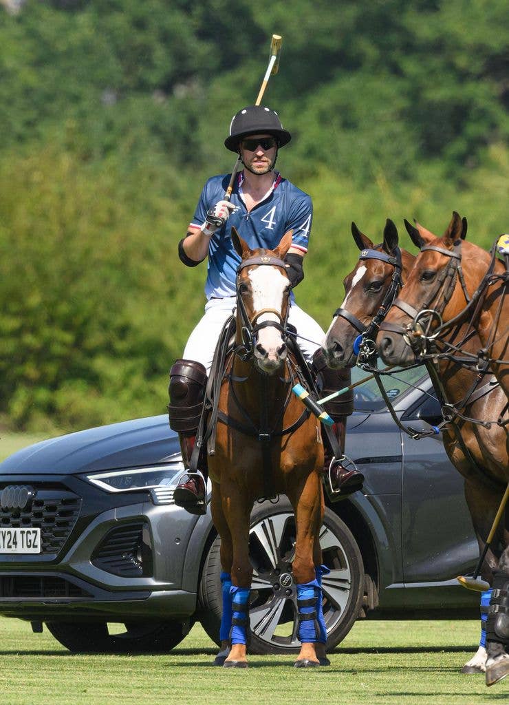 Prince William on horseback with polo mallet