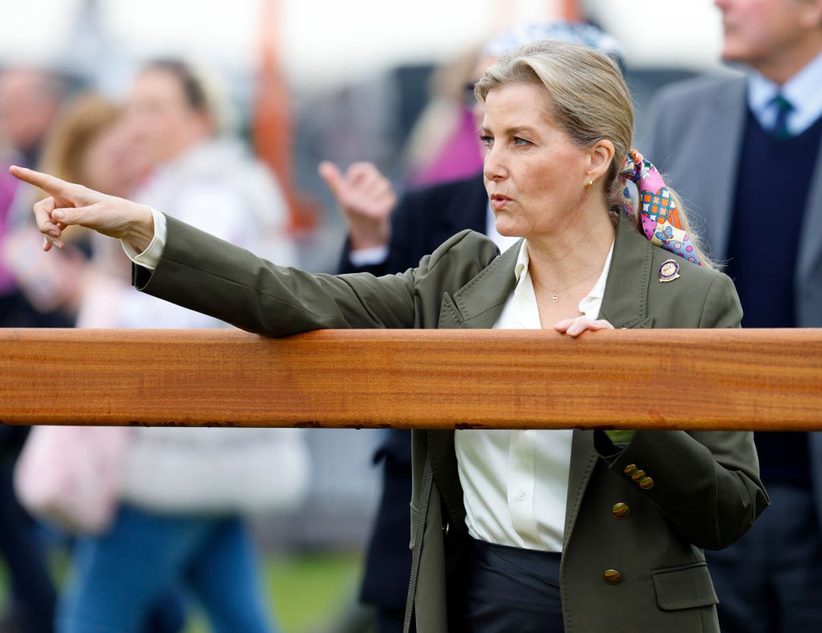 Sophie, Duchess of Edinburgh watches First Receiver in the Royal Windsor Horse Show in Home Park in May 2024