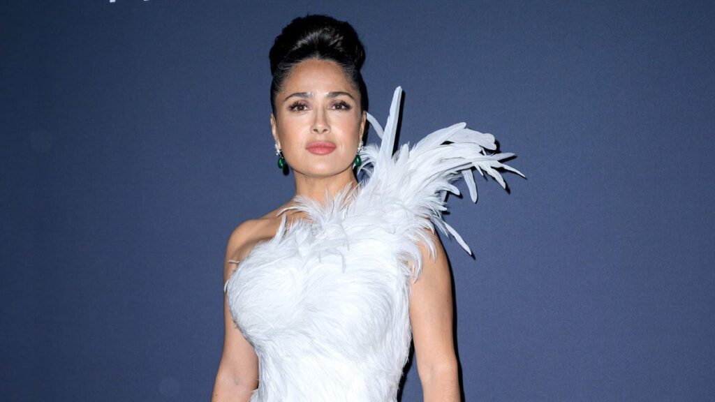 Salma Hayek Joins the Feather Fashion Trend at Cannes Gala Salma Hayek Joins the Feather Fashion Trend at Cannes Gala