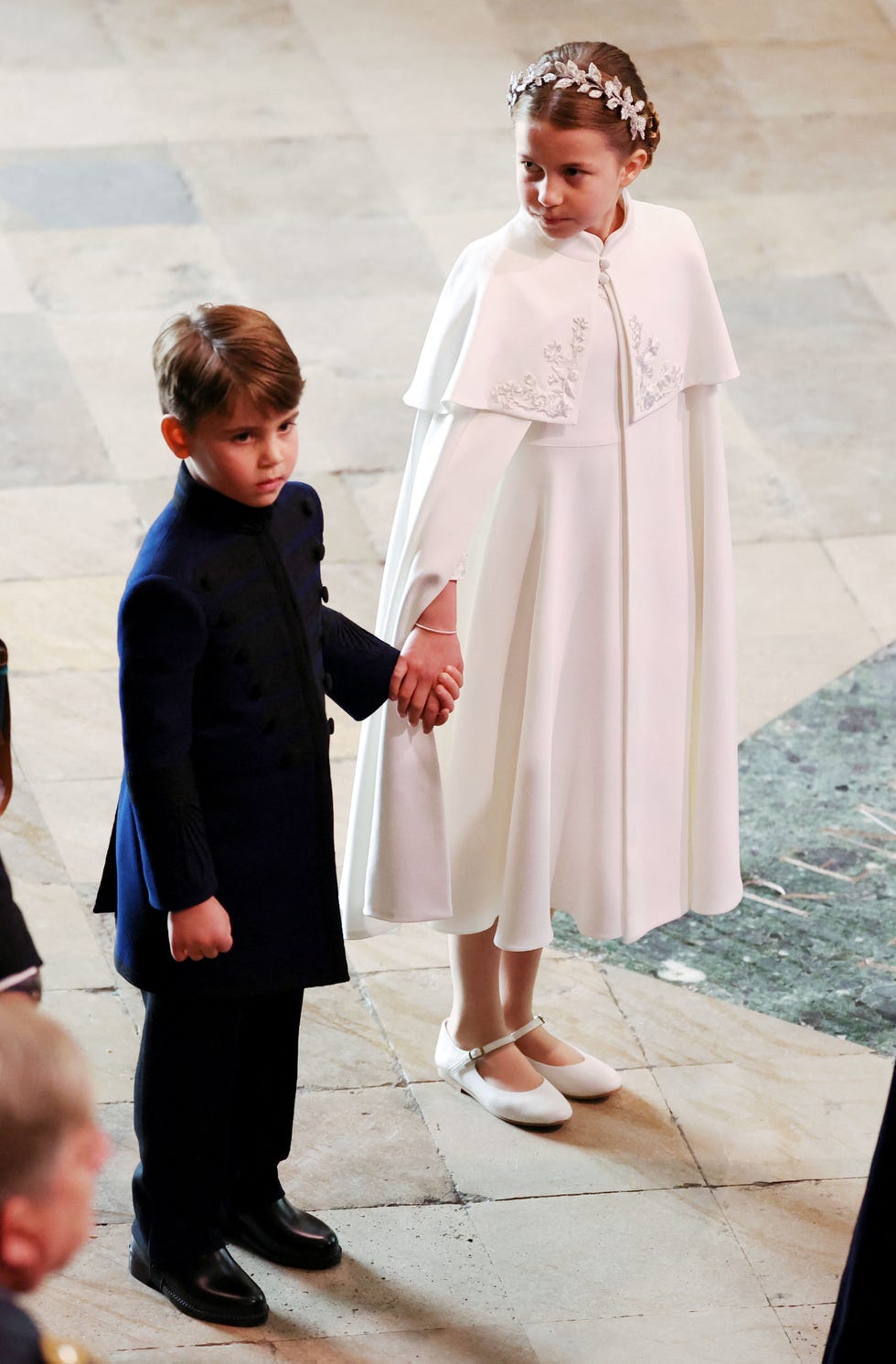 london, england may 06: prince louis and princess charlotte arrive for the coronation of king charles iii and queen camilla on may 6, 2023 in london, england. the coronation of charles iii and his wife, camilla, as king and queen of the united kingdom of great britain and northern ireland, and the other commonwealth realms takes place at westminster abbey today. charles acceded to the throne on 8 september 2022, upon the death of his mother, elizabeth ii. (photo by phil noble wpa pool/getty images)