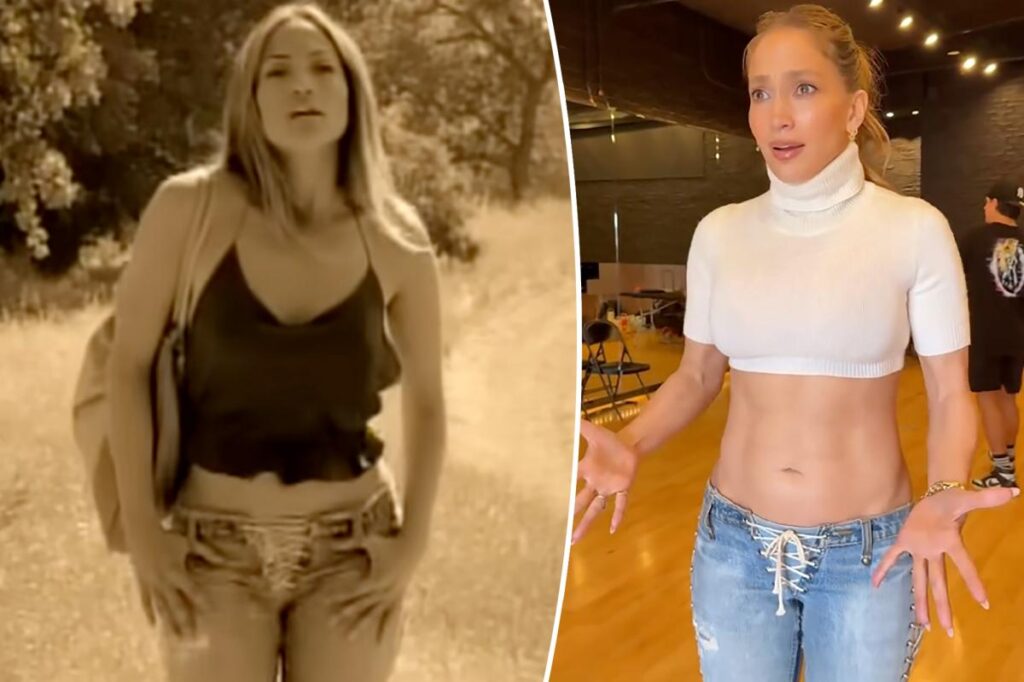 Jennifer Lopez busts a move in lace-up jeans from 2001 ‘Ain’t It Funny’ music video Jennifer Lopez busts a move in lace-up jeans from 2001 'Ain't It Funny' music video