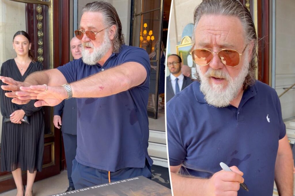 Russell Crowe defends confronting autograph seekers outside Paris hotel