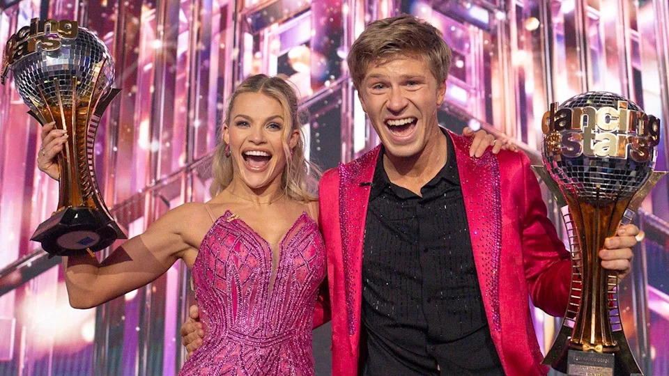 Robert Irwin and Witney Carson after winning "Dancing With the Stars" in November 2025.