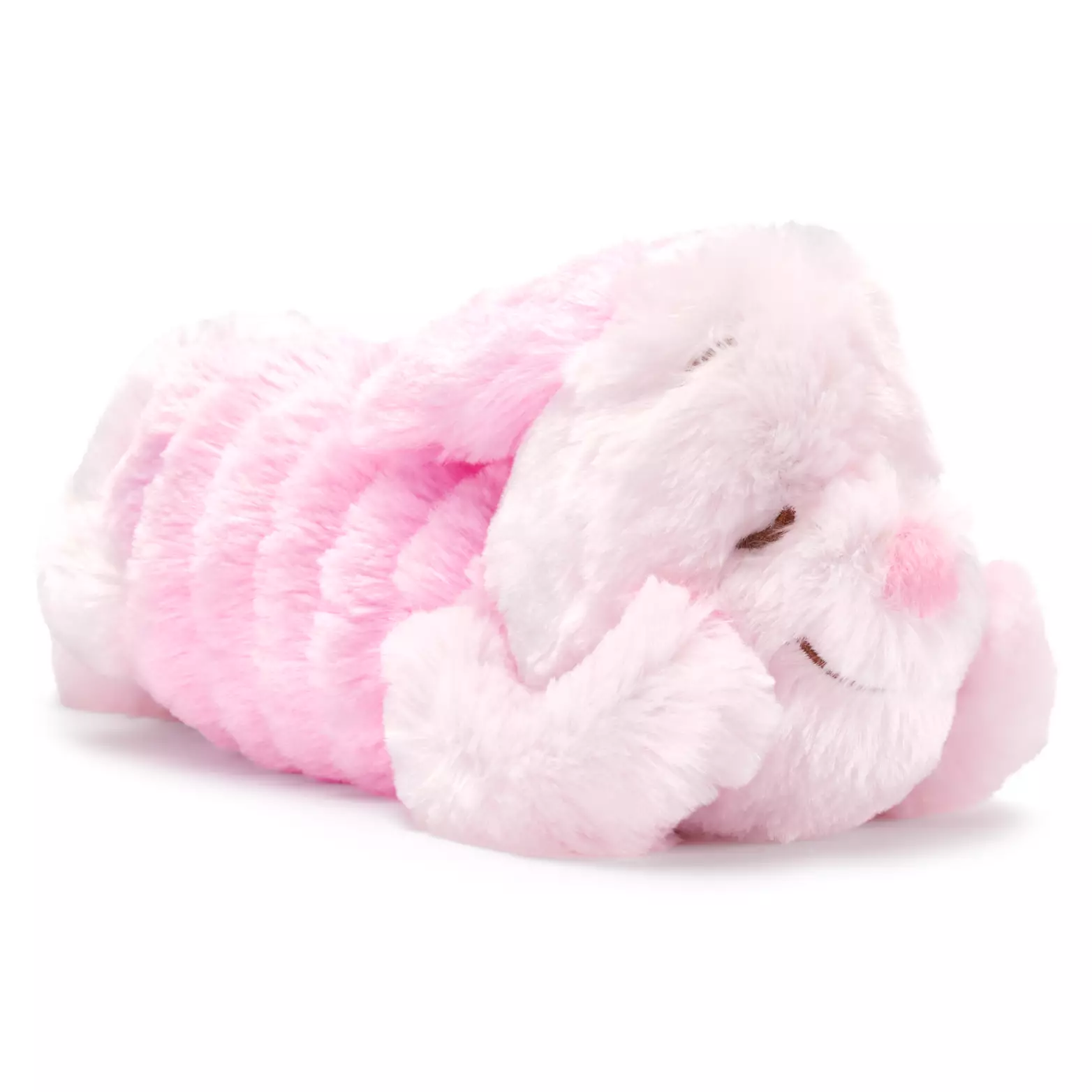 This Piglet plush shows the charming little pig lying on his belly with his hands on either side of his face. His embroidered facial features make him appear as if contendedly napping. 