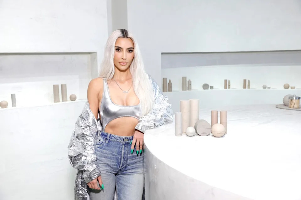 Kim Kardashian visits the SKKN by KIM holiday store on November 16, 2022, in Century City, California.