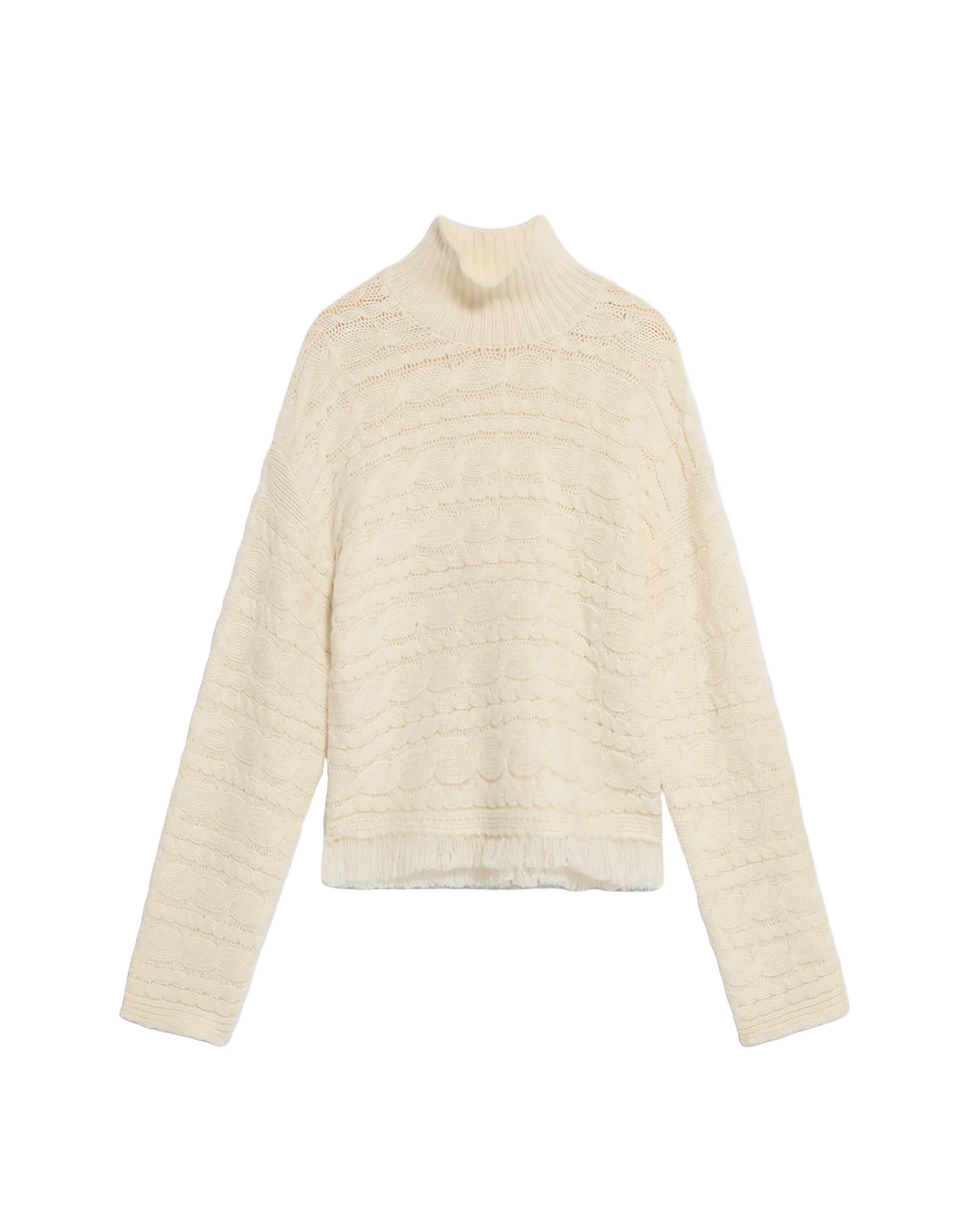 Cropped Cable Turtleneck