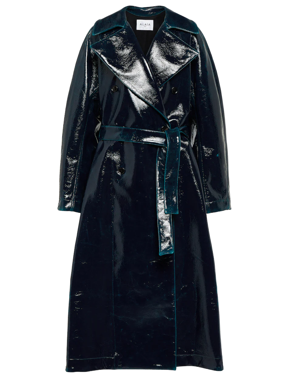 Coated Wool-Blend Trench Coat 