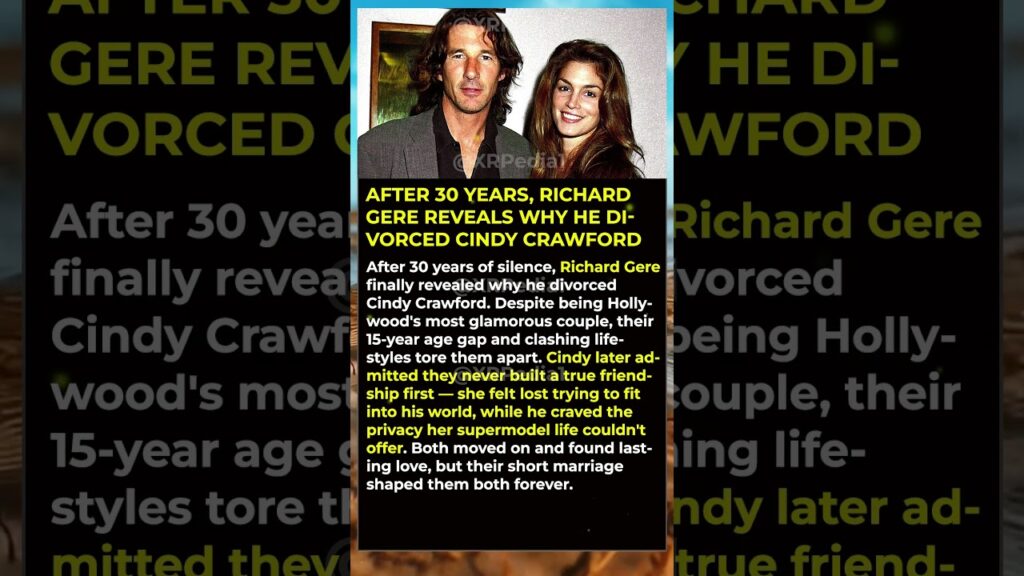 After 30 Years, Richard Gere Reveals Why He Divorced Cindy Crawford #shorts