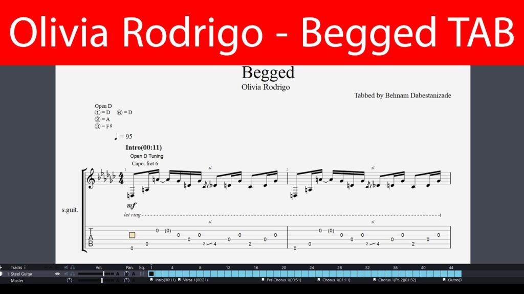 Olivia Rodrigo - Begged SNL Acoustic Guitar TAB