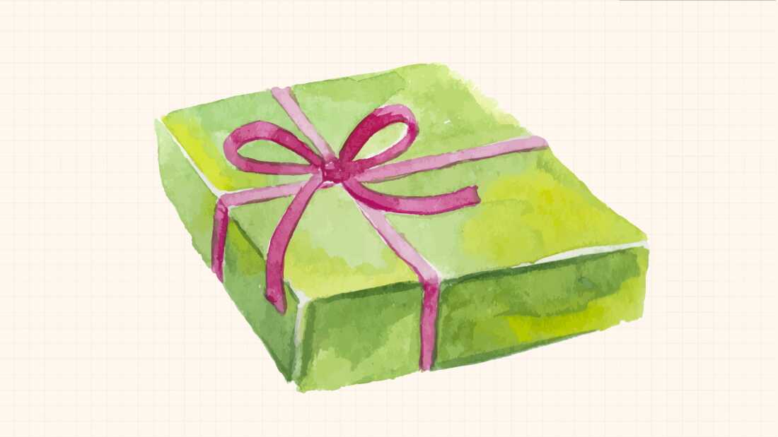 A watercolor painted gift box