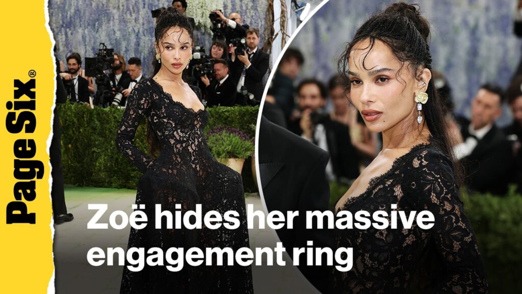 Zoë Kravitz hides her massive engagement ring on Met Gala 2026 red carpet
