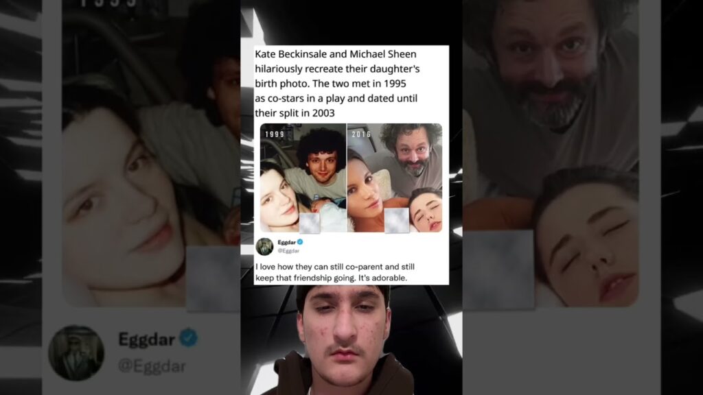 Kate Beckinsale and Michael Sheen hilariously recreate their daughter's birth photo.