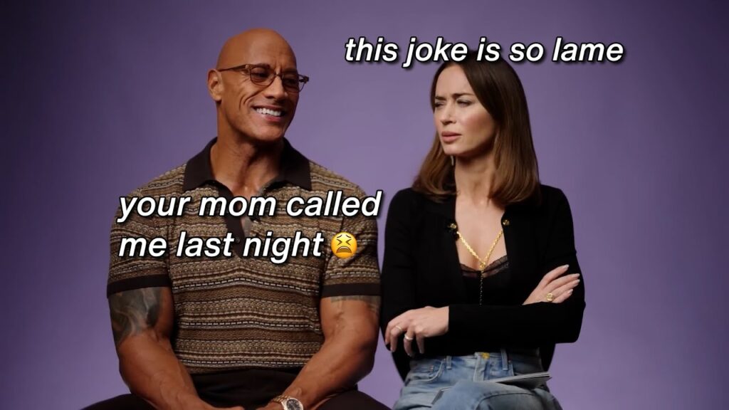 Emily Blunt and Dwayne Johnson being a divorced couple for 5 minutes
