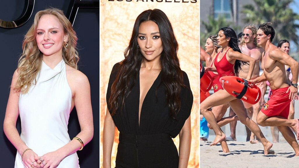 Shay Mitchell suits up in red swimsuit filming Fox's 'Baywatch' reboot