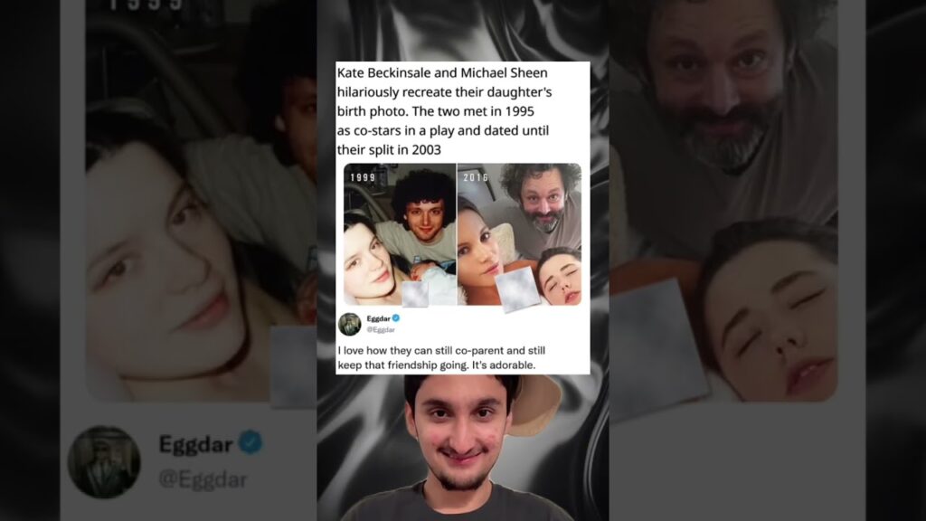 Kate Beckinsale and Michael Sheen hilariously recreate their daughter's birth photo.