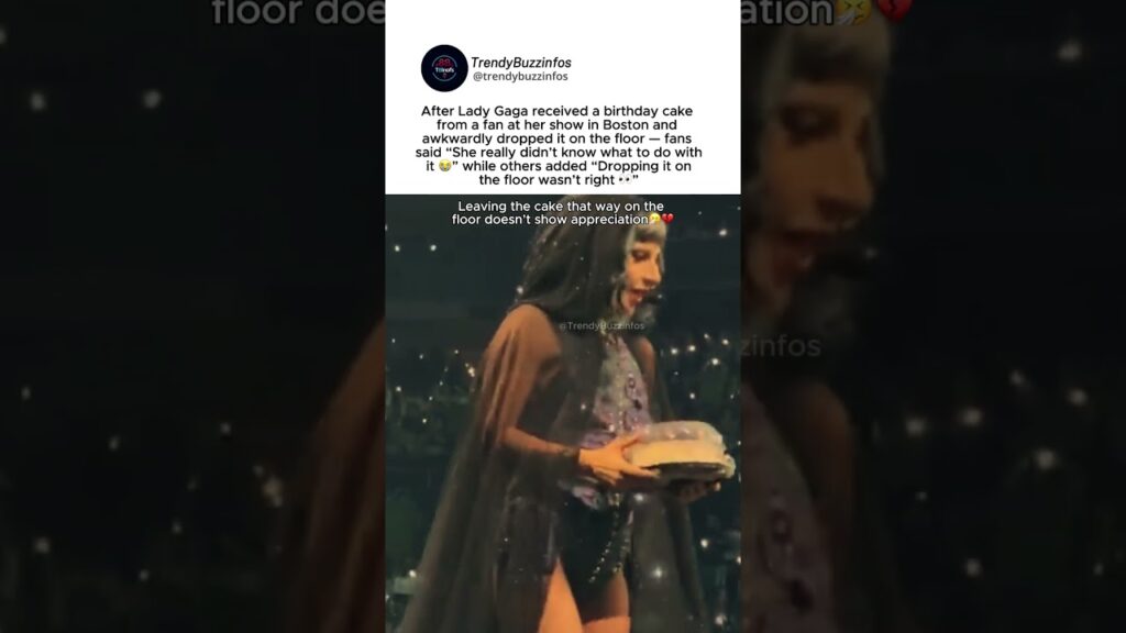 Lady Gaga “awkwardly drops the birthday cake a fan handed her at the Boston show” #ladygaga
