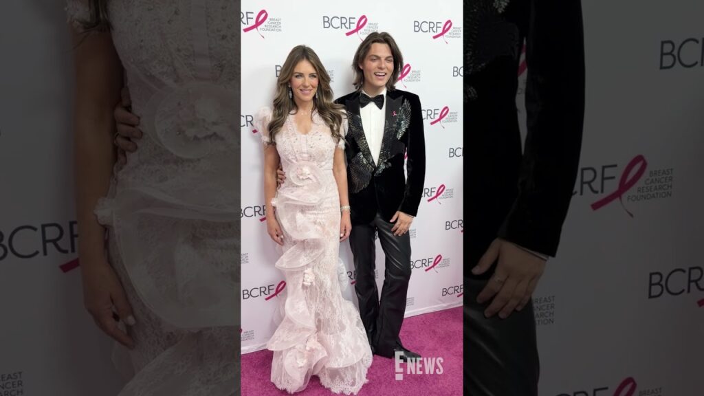 Elizabeth Hurley and her son Damian Hurley arrive at the BCRF Hot Pink Party. (🎥: @JPASC24)