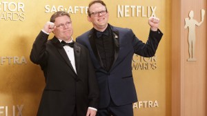 LOS ANGELES, CALIFORNIA - MARCH 01: (L-R) Sean Astin, President, SAG-AFTRA, and Duncan Crabtree-Ireland, SAG-AFTRA National Executive Director and Chief Negotiator, attend the 32nd Annual Actor Awards at Shrine Auditorium and Expo Hall on March 01, 2026 in Los Angeles, California.  (Photo by Rodin Eckenroth/Getty Images)