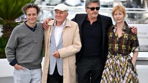 August Diehl, Hanns Zischler, Pawel Pawlikowski and Sandra Huller at the photocall for "Fatherland" at the 79th Festival de Cannes held at Palais des Festivals on May 15, 2026 in Cannes, France.
