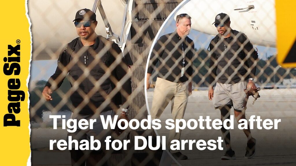 Tiger Woods seen getting off private plane after month-long rehab stint for DUI arrest