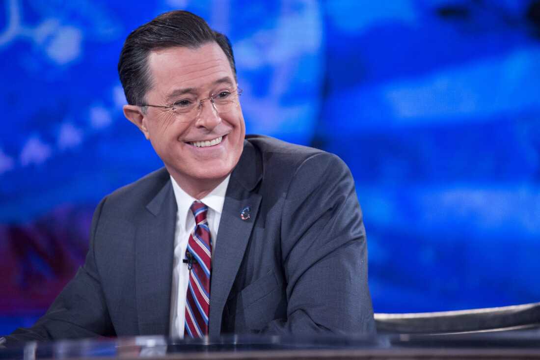 Stephen Colbert during a taping of Comedy Central's The Colbert Report in December 2014.