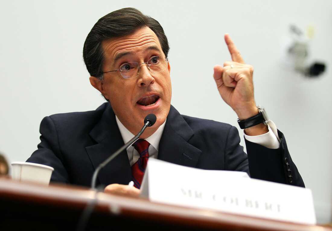 Comedian Stephen Colbert testifies during a hearing before the Immigration, Citizenship, Refugees, Border Security, and International Law Subcommittee of the House Judiciary Committee on Sept. 24, 2010 on Capitol Hill in Washington, D.C.