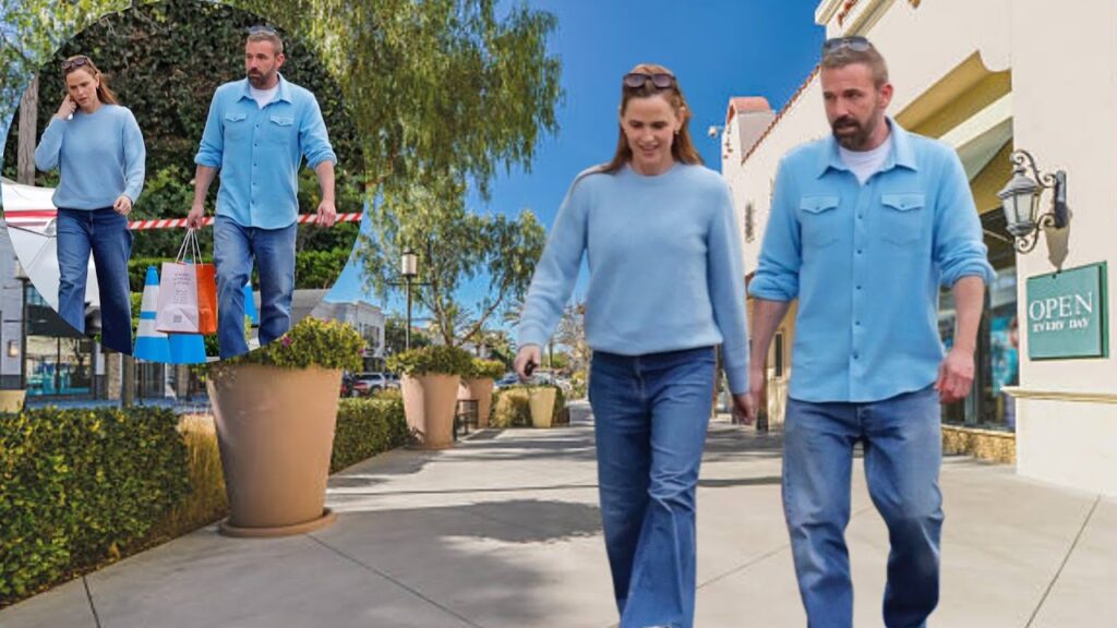 Exes Ben Affleck and Jennifer Garner match in blue as they reunite for LA outing.