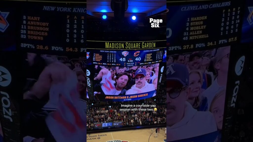Jason Bateman & Jason Sudeikis are courtside for Knicks vs Cavaliers Game 2 😂 #shorts