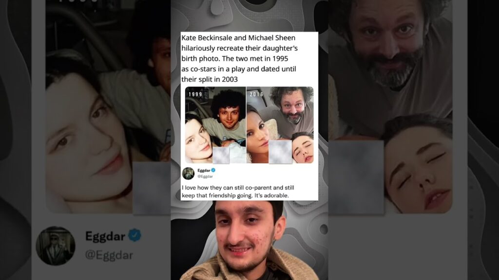 Kate Beckinsale and Michael Sheen hilariously recreate their daughter's birth photo.