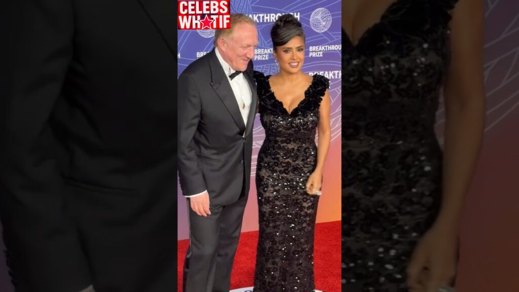 Salma Hayek with her husband enjoying the red carpet moment #salmahayek