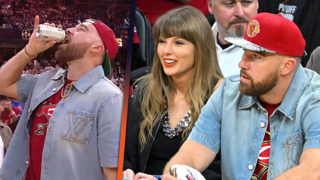 Travis Kelce Chugs Beer, Hypes NBA Crowd During Taylor Swift DATE NIGHT Travis Kelce Chugs Beer, Hypes NBA Crowd During Taylor Swift DATE NIGHT