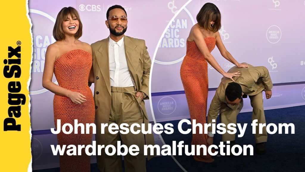John Legend rescues wife Chrissy Teigen from wardrobe malfunction at 2026 AMAs
