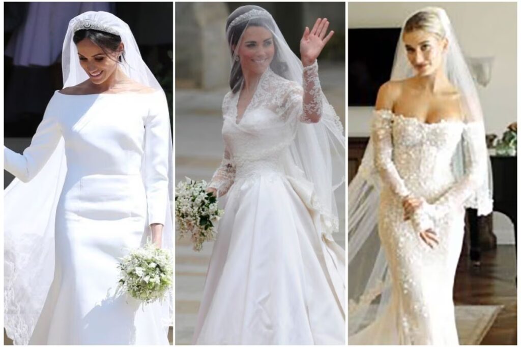 Meghan Markle’s Wedding Dress Wins the Decade’s Most Popular Wedding Dresses. Picture Credit: (from the left)Pinterest and Vogue
