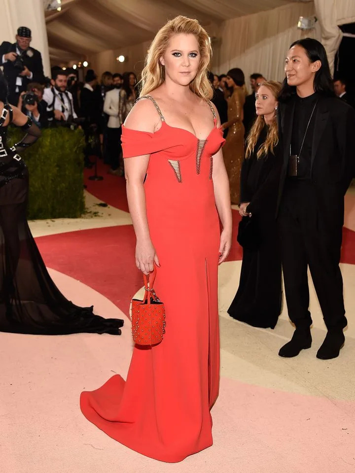 Amy Schumer poses for the cameras during the Met Gala in N.Y.C. on May 2, 2016Credit: Kevin Mazur/WireImage