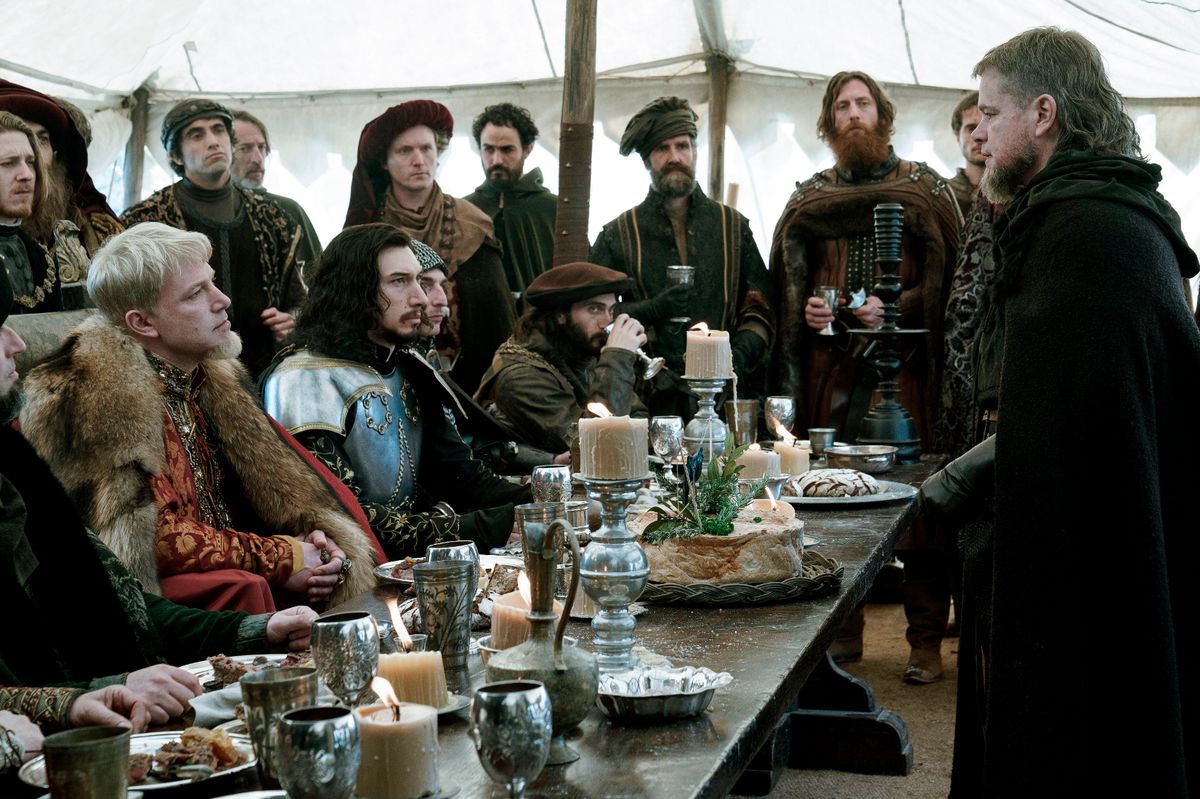 Ben Affleck, Adam Driver and Matt Damon in The Last Duel