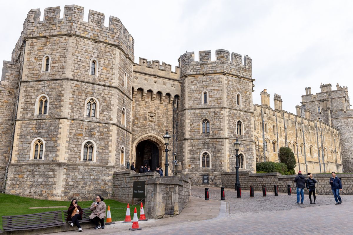 Tourists are pictured outside Windsor Castle