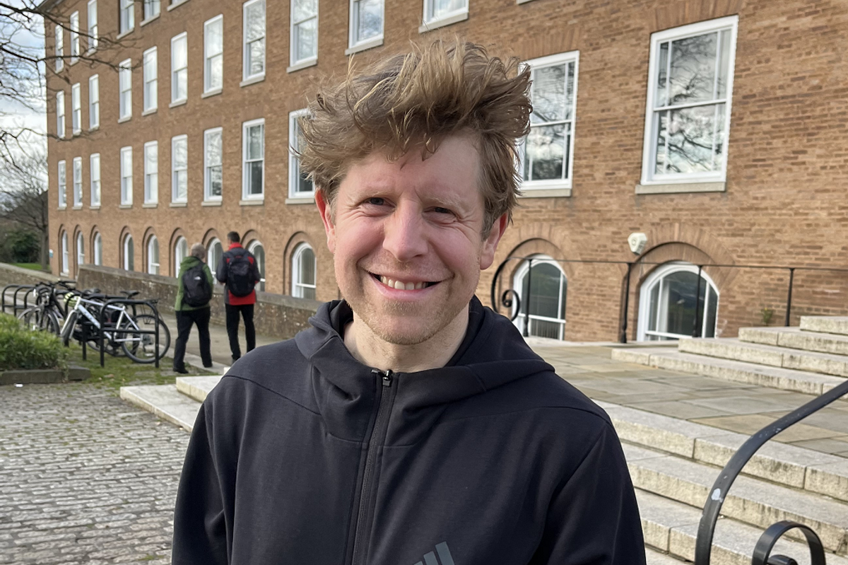 Comedian Josh Widdicombe joined residents who had attended to protest about the Matford Offices site.