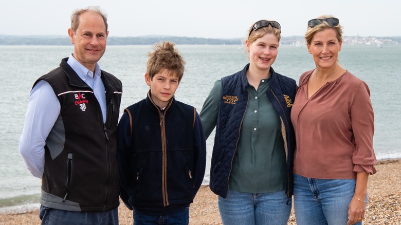 Lady Louise Windsor on the beach with her family in 2020