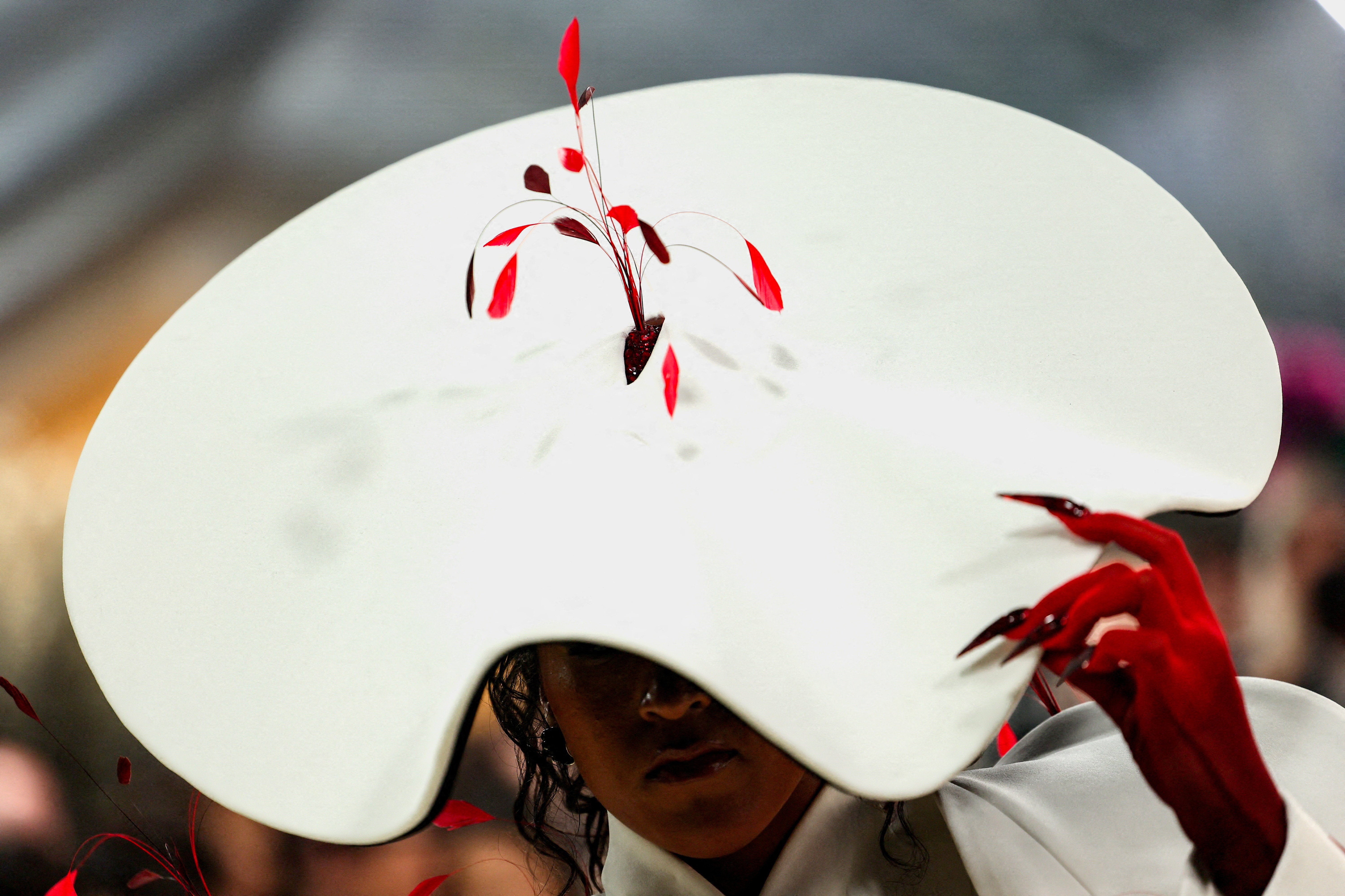 A close-up of Osaka’s hat by Robert Wun, which seems to have anatomical references