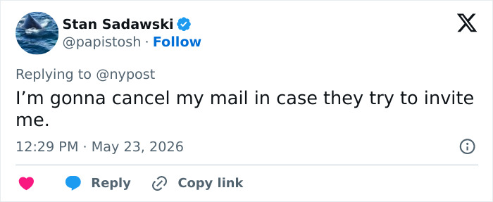 Tweet about canceling mail to avoid Taylor Swift wedding invite