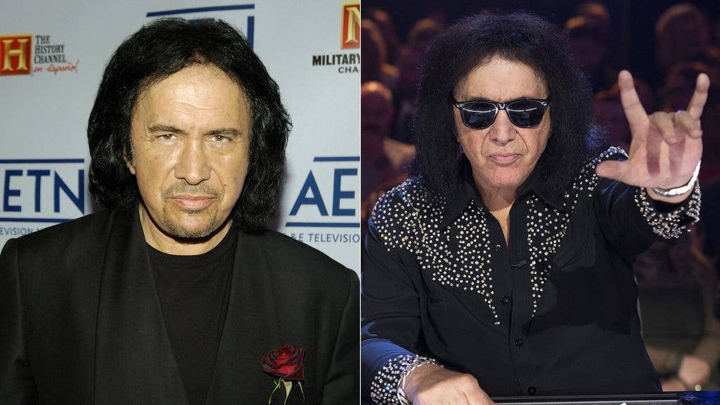 split photo of gene simmons before and after facelift